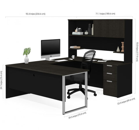 72W U-Shaped Executive Desk with Pedestal and Hutch