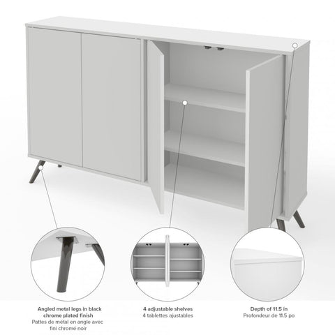 60W Narrow Storage Cabinet with Metal Legs