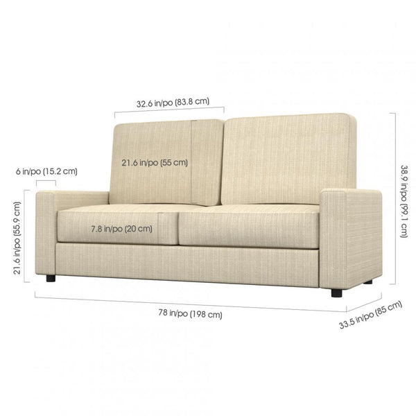 Grand lit escamotable avec canapé et étagère (96L)