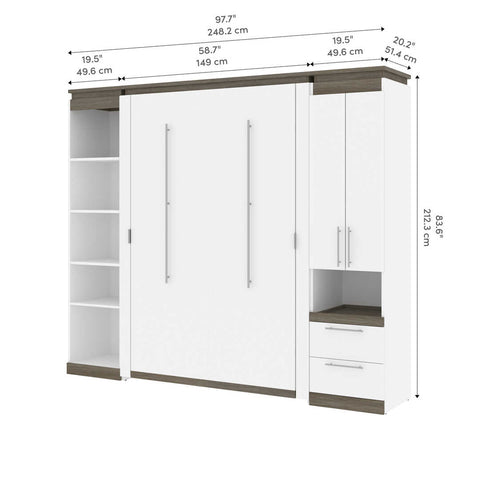Full Murphy Bed with Narrow Storage Solutions (99W)