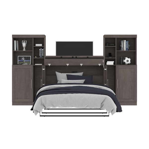 Grand lit cabinet (queen) avec matelas et grandes armoires (139L)