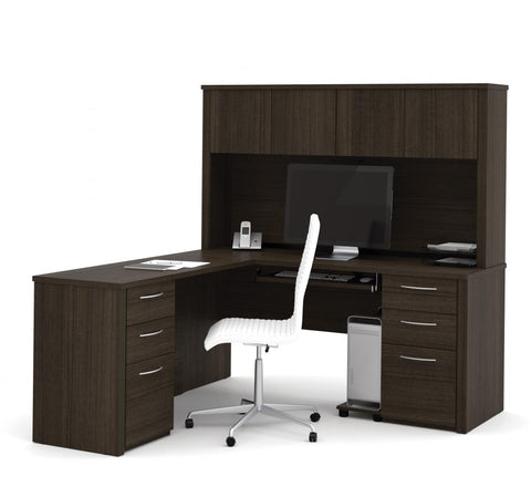 L-Shaped Desk with Two Pedestals and Hutch