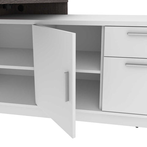 72W L-Shaped Desk with Storage Cabinet