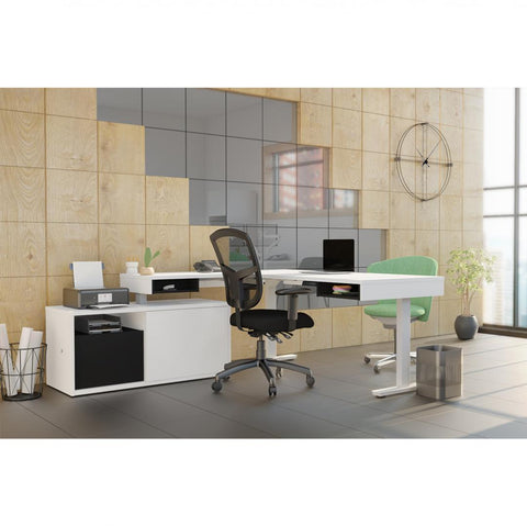 81W L-Shaped Standing Desk with Credenza