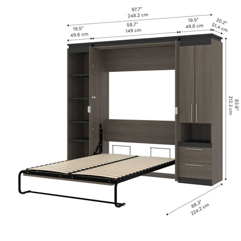 Full Murphy Bed with Narrow Storage Solutions (99W)