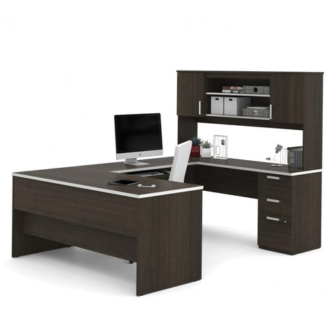 65W U-Shaped Executive Desk with Pedestal and Hutch