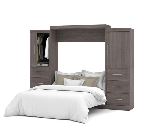 Grand lit escamotable avec 2 armoires-penderies (115L)