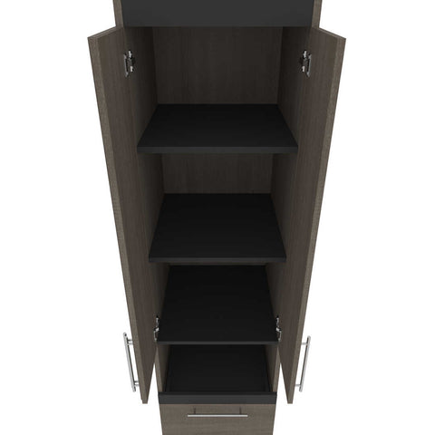 20W Narrow Storage Cabinet with Doors, Drawers and Pull-Out Shelf