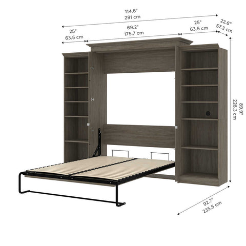 Queen Murphy Bed with Bookshelves (115W)
