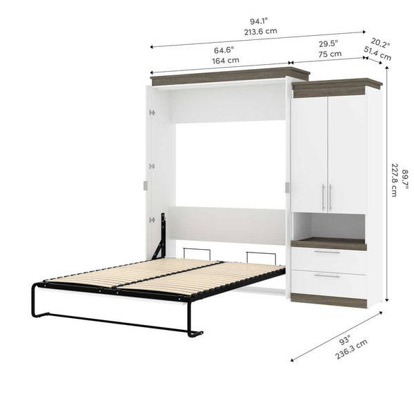 Grand lit escamotable avec armoire et tablette coulissante (97L)