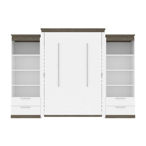 Queen Murphy Bed and 2 Shelving Units with Drawers (125W)