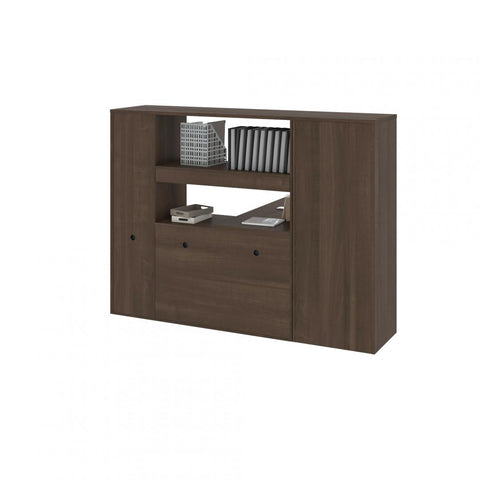 60W L-Shaped Desk with Hutch and Bookcase