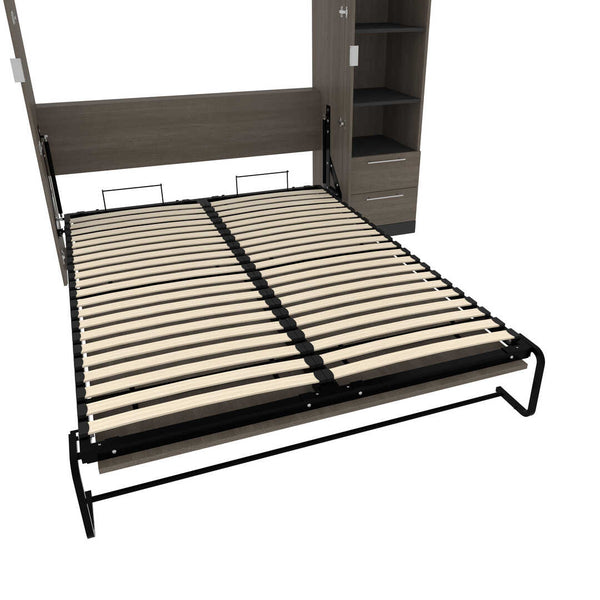 Grand lit escamotable avec tablettes et tiroirs (87L)