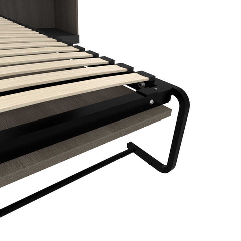 Grand lit escamotable avec tablettes et armoire avec bureau rétractable (126L)