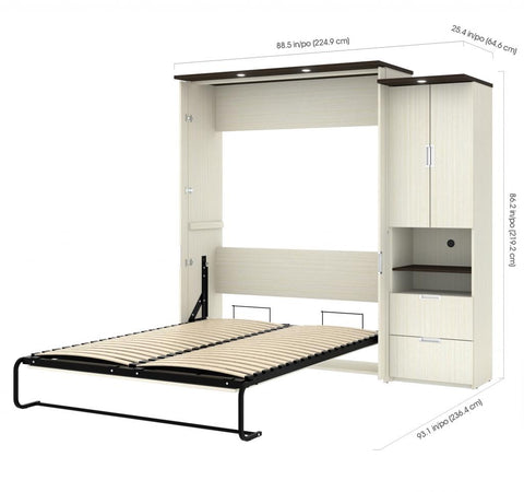 Grand lit escamotable avec bureau et armoire (91L)