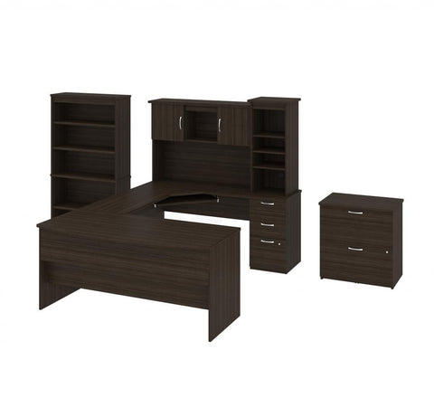 U or L-Shaped Desk, 1 Lateral File Cabinet, and 1 Bookcase