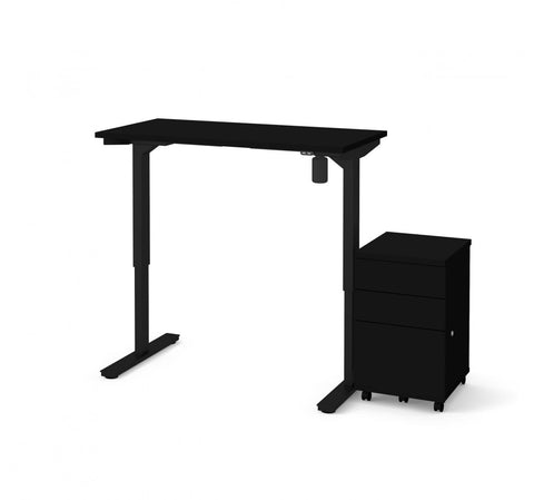48W x 24D Electric Standing Desk with Assembled Mobile Pedestal