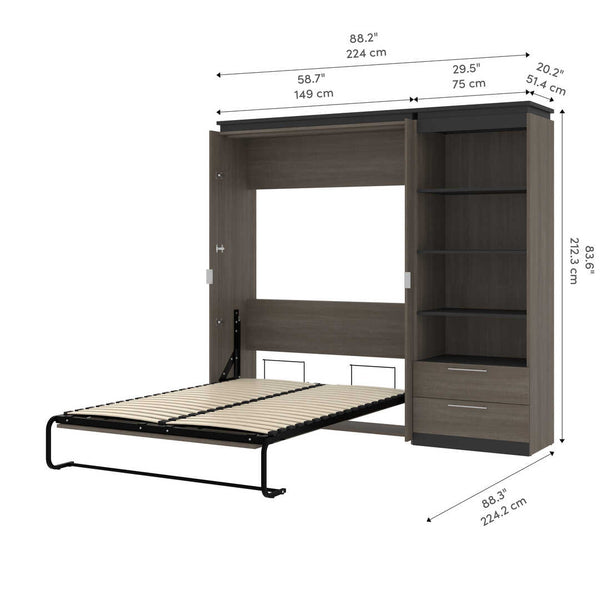 Full Murphy Bed with Shelves and Drawers (91W)