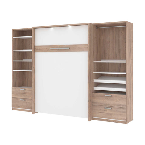 Full Murphy Bed with 2 Closet Organizers with Drawers (119W)