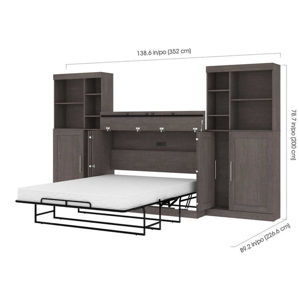 Grand lit cabinet (queen) avec matelas et grandes armoires (139L)