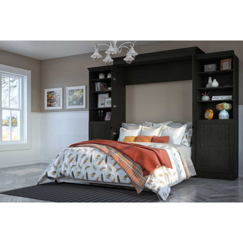 Queen Murphy Bed and 2 Shelving Units with Doors (115W)