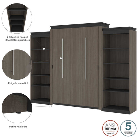 Queen Murphy Bed with 2 Shelving Units (125W)