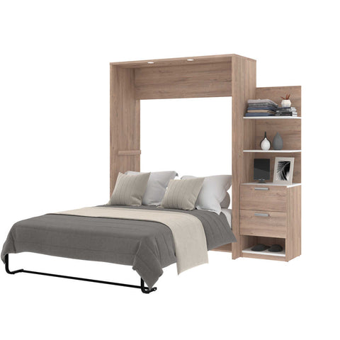 Full Murphy Bed with Nightstand and Floating Shelves (79W)