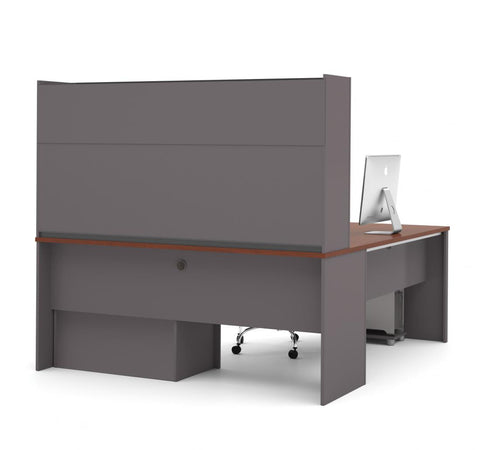 72W L-Shaped Desk with Hutch and Lateral File Cabinet