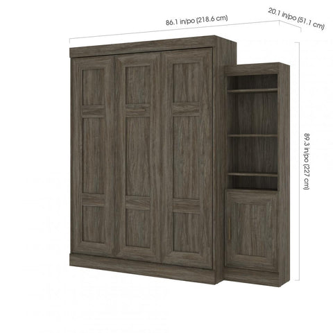 Queen Murphy Bed with Storage Cabinet (87W)
